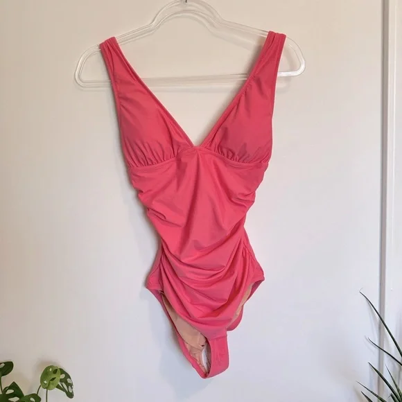 NWOT J.Crew Ruched V-Neck One Piece Swimsuit - Picture 4 of 10
